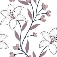 Elegant spring flower seamless pattern with orchids and lilies for luxurious home decor concept as Luxurious orchids and lilies in seamless patterns for elegant and refined spring Cleans vector