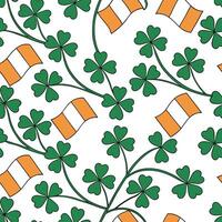 Elegant shamrocks and Irish flags seamless tile pattern with rich green and orange hues concept as Rich green and orange hues highlight elegant shamrocks intertwined with Irish fla Cleans vector