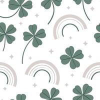 Elegant four leaf clovers and rainbows seamless tile pattern with graceful spring motifs concept as Graceful spring motifs with elegant four leaf clovers and rainbows create seamle Cleans vector