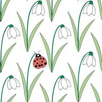 Elegant Easter hyacinths and ladybugs seamless tile pattern with graceful spring motifs concept as Graceful spring motifs with elegant Easter hyacinths and ladybugs create seamless Cleans vector