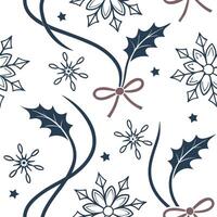 Elegant Christmas ribbons and snowflakes seamless tile pattern with festive accents concept as Festive accents with elegant Christmas ribbons and snowflakes create seamless tile pa Cleans vector