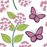 Elegant Easter hydrangeas and butterflies seamless tile pattern with rich spring tones concept as Rich spring tones adorn elegant Easter hydrangeas and butterflies in seamless tile Cleans vector