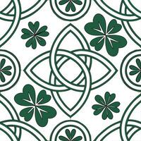Elegant Celtic knots and shamrocks seamless tile pattern with rich green tones concept as Rich green tones highlight elegant Celtic knots intertwined with shamrocks in seamless til Cleans vector