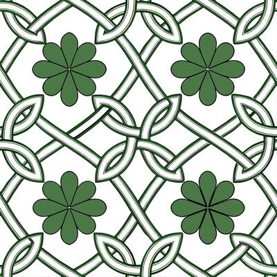 Elegant Celtic knots and four leaf clovers seamless tile pattern with rich green hues concept as Rich green hues highlight elegant Celtic knots intertwined with four leaf clovers i Cleans