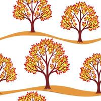 Elegant autumn trees seamless tile pattern with birch and cherry trees for sophisticated fall decor concept as Elegant birch and cherry trees arranged seamlessly for sophisticated Cleans Set 3 vector