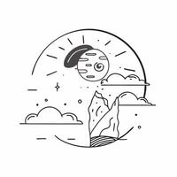 Earth Sunrise and Space Sunset concept as A view depicting Earths sunrise and space sunset set against a whimsical background offering ample space for text or graphics symbolizing Cleans vector