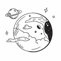 Earth Day and Space Evening concept as A view showing Earth during the day and space in the evening set against a whimsical background offering ample space for text or graphics sym Cleans vector