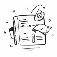 Doodle line icon of a suitcase concept as A doodle line icon of a suitcase representing travel business trips and professional journeys ideal for business travel themed visuals in Cleans Set 2 vector