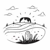 Drought and Fertile Farmland concept as A view featuring drought stricken land and fertile farmland set against a whimsical background offering ample space for text or graphics sym Cleans vector