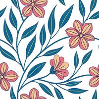 Dynamic summer flowers seamless pattern with flowing petals and bright energetic colors for lively summer visuals concept as Lively summer flower pattern with flowing petals and br Cleans vector