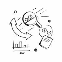 Doodle line icon of a pie chart concept as A doodle line icon of a pie chart representing data analysis statistics and business insights ideal for presentations and reports in Pho Cleans Set 3 vector