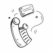 Doodle line icon of a phone concept as A doodle line icon of a phone symbolizing communication contact and business connections ideal for customer service and interaction themed vi Cleans Set 2 vector