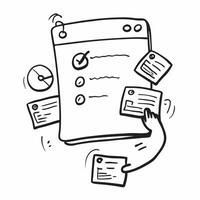 Doodle line icon of a presentation screen concept as A doodle line icon of a presentation screen representing presentations business meetings and professional discussions ideal for Cleans Set 2 vector