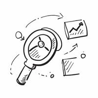 Doodle line icon of a magnifying glass concept as A doodle line icon of a magnifying glass symbolizing search focus and business research perfect for analysis and investigation the Cleans Set 2 vector