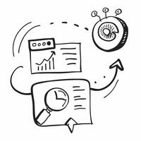Doodle line icon of a pie chart concept as A doodle line icon of a pie chart representing data analysis statistics and business insights ideal for presentations and reports in Pho Cleans vector