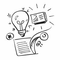 Doodle line icon of a lightbulb concept as A doodle line icon of a lightbulb symbolizing ideas creativity and innovation perfect for business brainstorming and creative thinking vi Cleans Set 2 vector