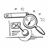 Doodle line icon of a magnifying glass concept as A doodle line icon of a magnifying glass symbolizing search focus and business research perfect for analysis and investigation the Cleans vector
