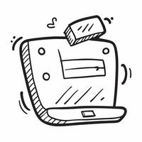 Doodle line icon of a laptop concept as A doodle line icon of a laptop symbolizing technology work and business tools perfect for business and tech themed visuals in Photo Stock C Cleans vector