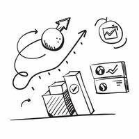 Doodle line icon of a graph concept as A doodle line icon of a graph representing growth progress and business performance ideal for business growth and success themed visuals in Cleans vector