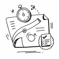 Doodle line icon of a clock concept as A doodle line icon of a clock representing time management scheduling and business productivity ideal for organizational and efficiency theme Cleans vector