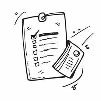 Doodle line icon of a clipboard concept as A doodle line icon of a clipboard symbolizing tasks organization and business management perfect for productivity and planning themed vis Cleans vector
