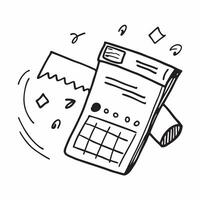 Doodle line icon of a calculator concept as A doodle line icon of a calculator symbolizing calculations finance and business accounting perfect for financial and budget themed visu Cleans Set 2 vector
