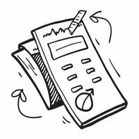 Doodle line icon of a calculator concept as A doodle line icon of a calculator symbolizing calculations finance and business accounting perfect for financial and budget themed visu Cleans vector