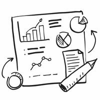 Doodle line icon of a bar graph concept as A doodle line icon of a bar graph representing data analysis and business performance ideal for analytical and report themed visuals in Cleans vector