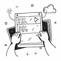 Developer with Code and Laptop concept as A developer writing code on a laptop set against a dreamy background offering ample space for text or graphics symbolizing software develo Cleans vector