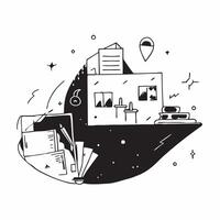 Daytime Office and Nighttime Home concept as A view of a daytime office and nighttime home set against a dreamy background offering ample space for text or graphics symbolizing the Cleans vector