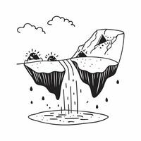 Declining Snowpack and Flowing River concept as A view depicting a declining snowpack and a flowing river set against a whimsical background offering ample space for text or graphi Cleans vector