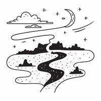 Dawn and Night River concept as A timelapse view of a river at dawn and night set against a whimsical background offering ample space for text or graphics symbolizing the rivers co Cleans vector