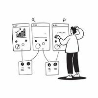 Data scientist analyzing social media trends concept as A data scientist in a high tech lab analyzing social media trends on multiple screens highlighting data mining and trend ana Cleans vector