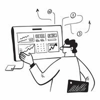Data Scientist with Laptop and Financial Models in High Tech Lab concept as Long shot of a data scientist using a laptop and analyzing financial models in a high tech lab The back Cleans Set 2 vector