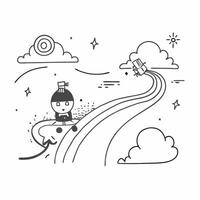 Cyclist with Helmet and Water Bottle on Rainbow Road concept as Mid shot of a cyclist with a helmet and water bottle riding on a rainbow road in a fantastical world The vibrant an Cleans vector