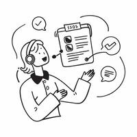 Customer Support with Headset and Service Plan concept as A customer support agent with a headset and a service plan set against a dreamy background offering ample space for text o Cleans vector