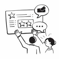 Customer satisfaction illustration with blank area for customizable text concept as A creative depiction of a customer satisfaction illustration featuring a blank area for customiz Cleans Set 3 vector