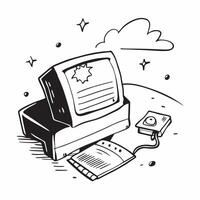 CRT Monitor with Obsolete Certificate and Vintage Keyboard concept as A CRT monitor with an obsolete certificate and vintage keyboard set against a dreamy background offering ample Cleans vector