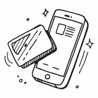 Credit Card and Smartphone concept as A smartphone next to a credit card on a Cleans blank surface in Photo Stock Concept Cleans vector
