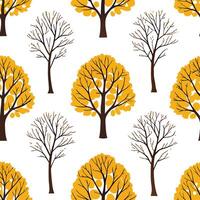 Cozy autumn trees seamless tile pattern with falling leaves and warm hues for inviting spaces concept as Falling leaves and warm autumn hues arranged seamlessly to create cozy and Cleans Set 3 vector