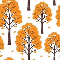 Cozy autumn trees seamless tile pattern with falling leaves and warm hues for inviting spaces concept as Falling leaves and warm autumn hues arranged seamlessly to create cozy and Cleans vector