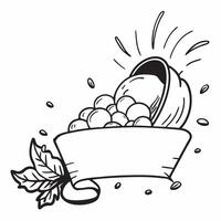Cornucopia filled with fruits and nuts with copy space concept as A cornucopia overflowing with fruits and nuts symbolizing the abundance of Thanksgiving with ample blank space fo Cleans vector