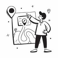 Coordinator with Map and Marker concept as An image of a coordinator with a map and marker set against a whimsical background offering ample space for text or graphics symbolizing Cleans vector