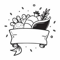 Cornucopia centerpiece with fruits and vegetables with copy space concept as A cornucopia centerpiece overflowing with fruits and vegetables symbolizing the abundance of Thanksgiv Cleans vector