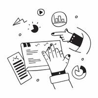Consultant with Reports and Graphs concept as An image of a consultant with reports and graphs set against a dreamy background offering ample space for text or graphics symbolizing Cleans vector