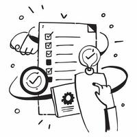 Compliance Manager with Checklist and Lock concept as An image of a compliance manager with a checklist and lock set against a whimsical background offering ample space for text or Cleans vector