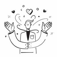 Community Leader with Hands and Heart concept as An image of a community leader with hands and a heart symbol set against a whimsical background offering ample space for text or gr Cleans vector