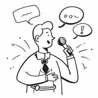 Community Leader with Microphone and Speech Bubble concept as An image of a community leader with a microphone and speech bubble set against a dreamy background offering ample spac Cleans vector