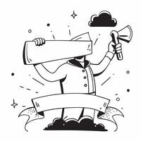 Community Leader with Banner and Megaphone concept as An image of a community leader with a banner and megaphone set against a dreamy background offering ample space for text or gr Cleans vector