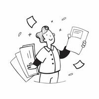 Community Worker with Flyers and Posters concept as An image of a community worker with flyers and posters set against a whimsical background offering ample space for text or graph Cleans vector